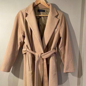 Zara Wool Wrap Camel Coat with Belt, Medium